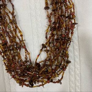 Multi Strand necklace brown sequins Chaquira necklace Beaded Necklace